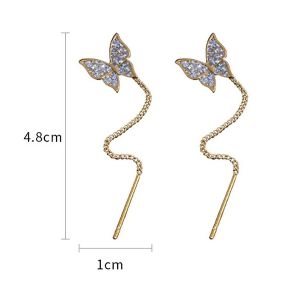 💖5 items for $25 Sale!💖 Sparkly Rhinestone Butterfly Tassel Earrings - Picture 3 of 3
